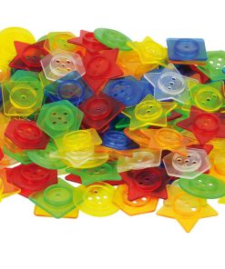 Plastikinių spalvotų sagų rinkinys, 144 vnt. + 12 raištelių