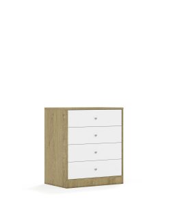 Spinta BLOX Base 70 2P 4S 706x466x813 ąžuolo korpusas / 4x baltas stalčius BOX-2P-2R-4S-OW
