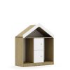 Lentynų spinta dėžėms BLOX Base 110 2PG 2F1 su stogeliu 1049x466x1223 ąžuolo korpusas / 2x baltas fasadas BOX-2PG-3R-2F1-D-OW