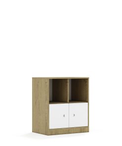 Lentynų spinta BLOX Base 70 2PP 2F1 706x466x813 ąžuolo korpusas / 2x baltas fasadas BOX-2PP-2R-2F1-OW