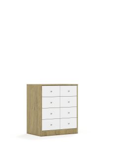 Spinta BLOX Base 70 2PP 8SB 706x466x813 ąžuolo korpusas / 8x baltas stalčius BOX-2PP-2R-8SB-OW
