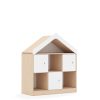 Lentynų spinta BLOX Base 110 2PP 3F1 su stogeliu 1049x466x1223 beržo korpusas / 3x baltas fasadas BOX-2PP-3R-3F1-D-BW