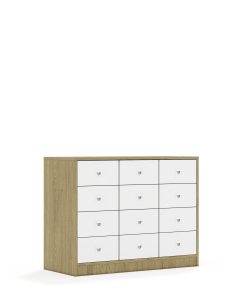 Spinta BLOX Base 110 2PP 8SB 4SS 1049x466x813 ąžuolo korpusas / 12x baltas stalčius BOX-2PP-3R-8SB-4SS-OW