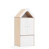 Lentynų spinta BLOX Base 70 3P 2F2 su dėže ir stogeliu 706x466x1575 beržo korpusas / 2x baltas fasadas BOX-3P-2R-2F2-SD-BW