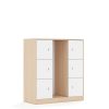 Lentynų spinta dėžėms BLOX Base 110 3PG 6F1 1049x466x1165 beržo korpusas / 6x baltas fasadas BOX-3PG-3R-6F1-BW