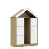 Lentynų spinta dėžėms BLOX Base 110 3PG 6F1 su stogeliu 1049x466x1575 ąžuolo korpusas / 6x baltas fasadas BOX-3PG-3R-6F1-D-OW