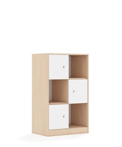 Lentynų spinta BLOX Base 70 3PP 3F1 706x466x1165 beržo korpusas / 3x baltas fasadas BOX-3PP-2R-3F1-BW