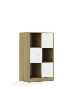 Lentynų spinta BLOX Base 70 3PP 3F1 706x466x1165 ąžuolo korpusas / 3x baltas fasadas BOX-3PP-2R-3F1-OW