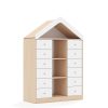 Lentynų spinta BLOX Base 110 3PP 12SB su stogeliu 1049x466x1575 beržo korpusas / 12x baltas stalčius BOX-3PP-3R-12SB-D-BW