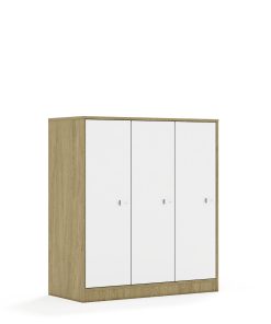 Spinta BLOX Base 110 3PP 3F3 1049x466x1165 ąžuolo korpusas / 3x baltas fasadas BOX-3PP-3R-3F3-OW