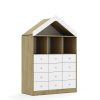 Lentynų spinta BLOX Base 110 3PP 8SB 4SS su stogeliu 1049x466x1575 ąžuolo korpusas / 12x baltas stalčius BOX-3PP-3R-8SB-4SS-D-OW