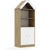 Lentynų spinta BLOX Base 70 4P 2F2 su stogeliu 706x466x1927 ąžuolo korpusas / 2x baltas fasadas BOX-4P-2R-2F2-D-OW