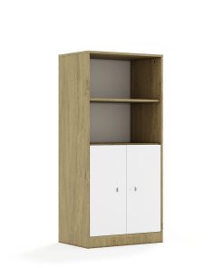 Lentynų spinta BLOX Base 70 4P 2F2 706x466x1517 ąžuolo korpusas / 2x baltas fasadas BOX-4P-2R-2F2-OW