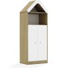 Lentynų spinta BLOX Base 70 4P 2F3 su stogeliu 706x466x1927 ąžuolo korpusas / 2x baltas fasadas BOX-4P-2R-2F3-D-OW