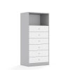 Lentynų spinta BLOX Base 70 4P 6S 706x466x1517 pilkas korpusas / 6x baltas stalčius BOX-4P-2R-6S-GW