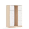 Lentynų spinta dėžėms BLOX Base 110 4PG 8F1 1049x466x1517 beržo korpusas / 8x baltas fasadas BOX-4PG-3R-8F1-BW