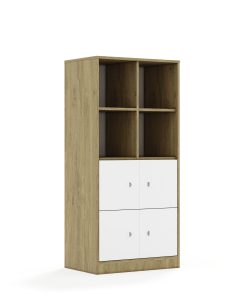 Lentynų spinta BLOX Base 70 4PP 4F1 706x466x1517 ąžuolo korpusas / 4x baltas fasadas BOX-4PP-2R-4F1-OW