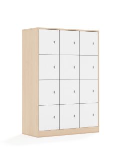 Spinta BLOX Base 110 4PP 12F1 1049x466x1517 beržo korpusas / 12x baltas fasadas BOX-4PP-3R-12F1-BW