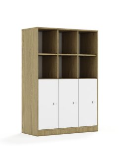 Lentynų spinta BLOX Base 110 4PP 3F2 1049x466x1517 ąžuolo korpusas / 3x baltas fasadas BOX-4PP-3R-3F2-OW