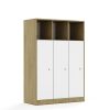 Lentynų spinta BLOX Base 110 4PP 3F3 1049x466x1517 ąžuolo korpusas / 3x baltas fasadas BOX-4PP-3R-3F3-OW