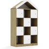 Lentynų spinta BLOX Base 110 4PP 6F1 su stogeliu 1049x466x1927 ąžuolo korpusas / 6x baltas fasadas BOX-4PP-3R-6F1-D-OW