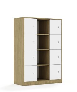 Lentynų spinta BLOX Base 110 4PP 8F1 1049x466x1517 ąžuolo korpusas / 8x baltas fasadas BOX-4PP-3R-8F1-OW