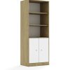Lentynų spinta BLOX Base 70 5P 2F2 706x466x1869 ąžuolo korpusas / 2x baltas fasadas BOX-5P-2R-2F2-OW
