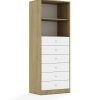 Lentynų spinta BLOX Base 70 5P 6S 706x466x1869 ąžuolo korpusas / 6x baltas stalčius BOX-5P-2R-6S-OW