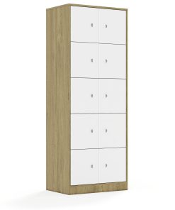 Spinta BLOX Base 70 5PP 10F1 706x466x1869 ąžuolo korpusas / 10x baltas fasadas BOX-5PP-2R-10F1-OW