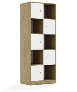 Lentynų spinta BLOX Base 70 5PP 5F1 706x466x1869 ąžuolo korpusas / 5x baltas fasadas BOX-5PP-2R-5F1-OW
