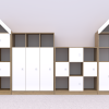 Baldų komplektas BLOX Base 2 – ąžuolo korpusas su baltais fasadais BOX-ZST-002-OW