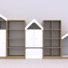 Baldų komplektas BLOX Base 3 – ąžuolo korpusas su baltais fasadais BOX-ZST-003-OW