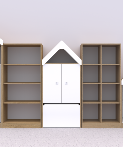Baldų komplektas BLOX Base 3 – ąžuolo korpusas su baltais fasadais BOX-ZST-003-OW