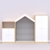 Baldų komplektas BLOX Base 5 – beržo korpusas su baltais fasadais BOX-ZST-005-BW