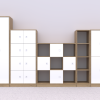Baldų komplektas BLOX Base 9 – ąžuolo korpusas su baltais fasadais BOX-ZST-009-OW