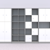 Baldų komplektas BLOX Base 10 – pilkas korpusas su baltais fasadais BOX-ZST-010-GW
