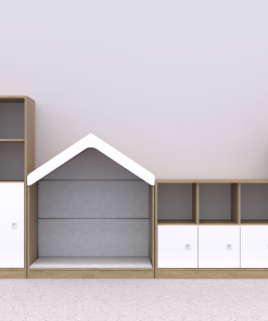 Baldų komplektas BLOX Base 13 – ąžuolo korpusas su baltais fasadais BOX-ZST-013-OW