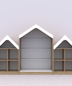 Baldų komplektas BLOX Base 16 – ąžuolo korpusas su baltais fasadais BOX-ZST-016-OW