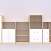 Baldų komplektas BLOX Base 17 – beržo korpusas su baltais fasadais BOX-ZST-017-BW