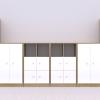Baldų komplektas BLOX Base 19 – ąžuolo korpusas su baltais fasadais BOX-ZST-019-OW