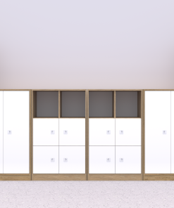 Baldų komplektas BLOX Base 19 – ąžuolo korpusas su baltais fasadais BOX-ZST-019-OW