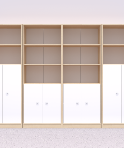 Baldų komplektas BLOX Base 20 – beržo korpusas su baltais fasadais BOX-ZST-020-BW
