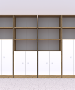 Baldų komplektas BLOX Base 20 – ąžuolo korpusas su baltais fasadais BOX-ZST-020-OW