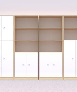 Baldų komplektas BLOX Base 21 – beržo korpusas su baltais fasadais BOX-ZST-021-BW
