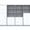 Baldų komplektas BLOX Base 21 – pilkas korpusas su baltais fasadais BOX-ZST-021-GW