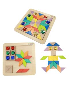 MASTERKIDZ Montessori tangramų spalvų ir formų mokymosi mozaikinė dėlionė