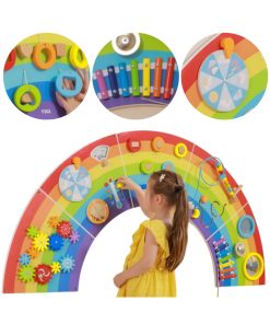 VIGA medinė sensorinė-manipuliacinė lenta EDU Rainbow FSC sertifikatas